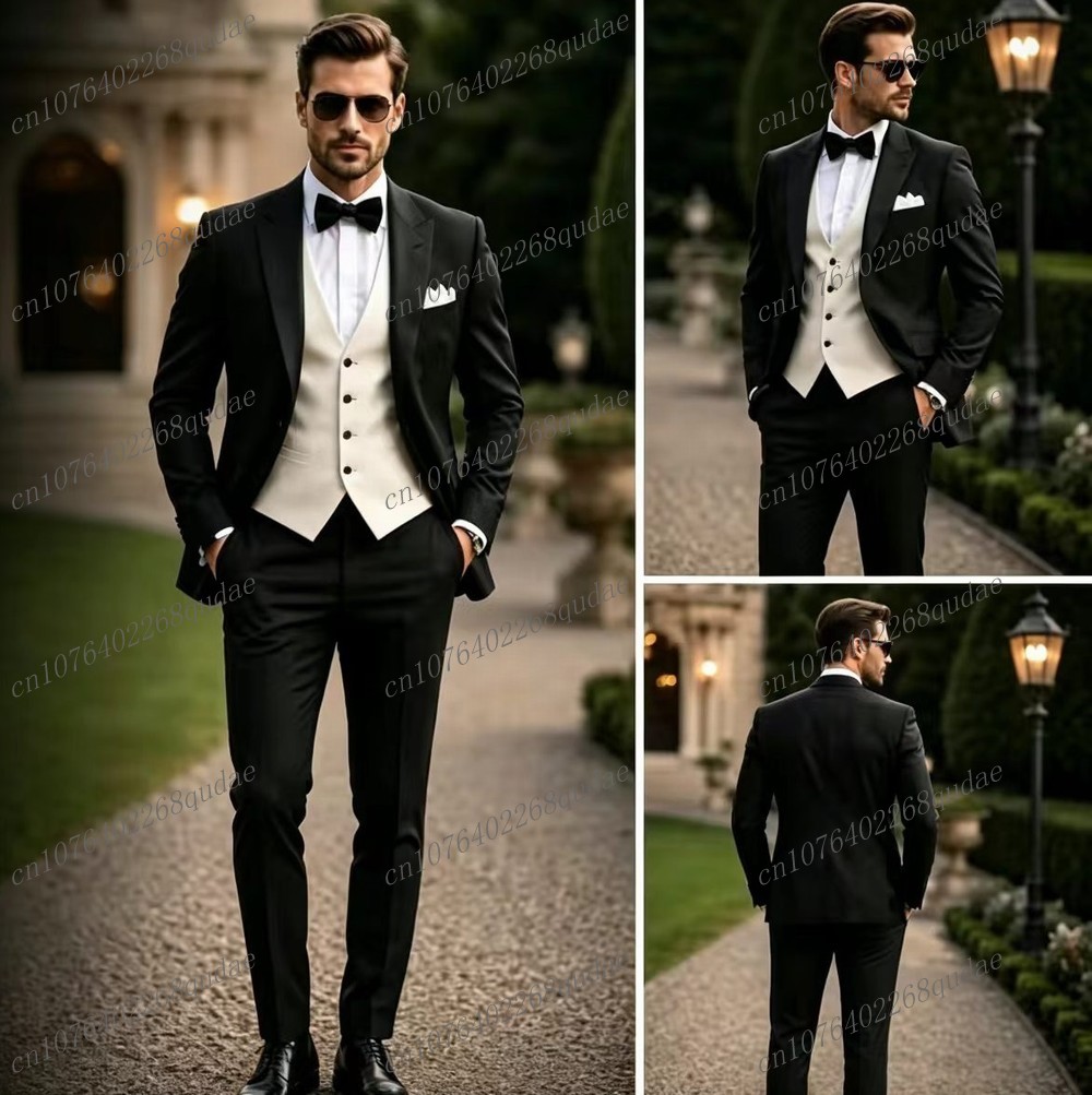 Formal Wear For Men Black Suit - Setelan Pria Formal Hitam Putih untuk