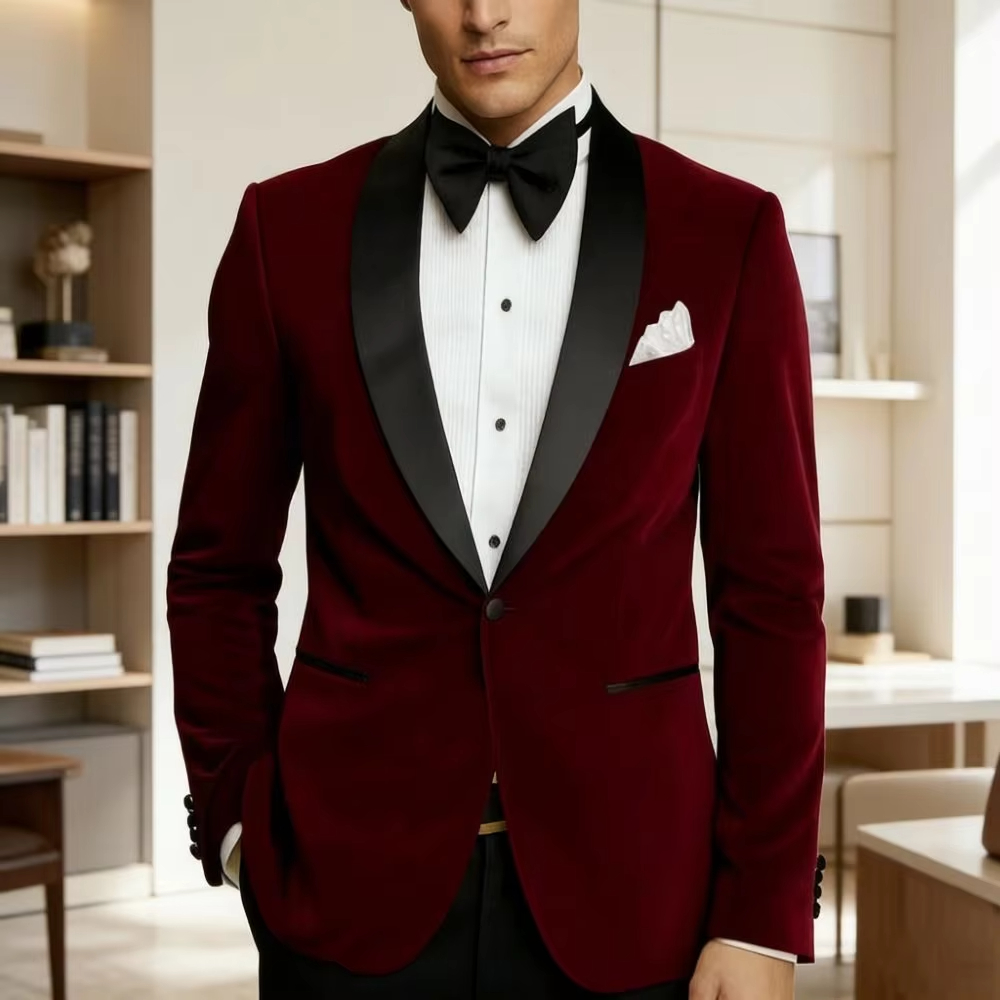 Formal Wear For Men Black Suit - Jas Pria Slim Fit Velvet 1
