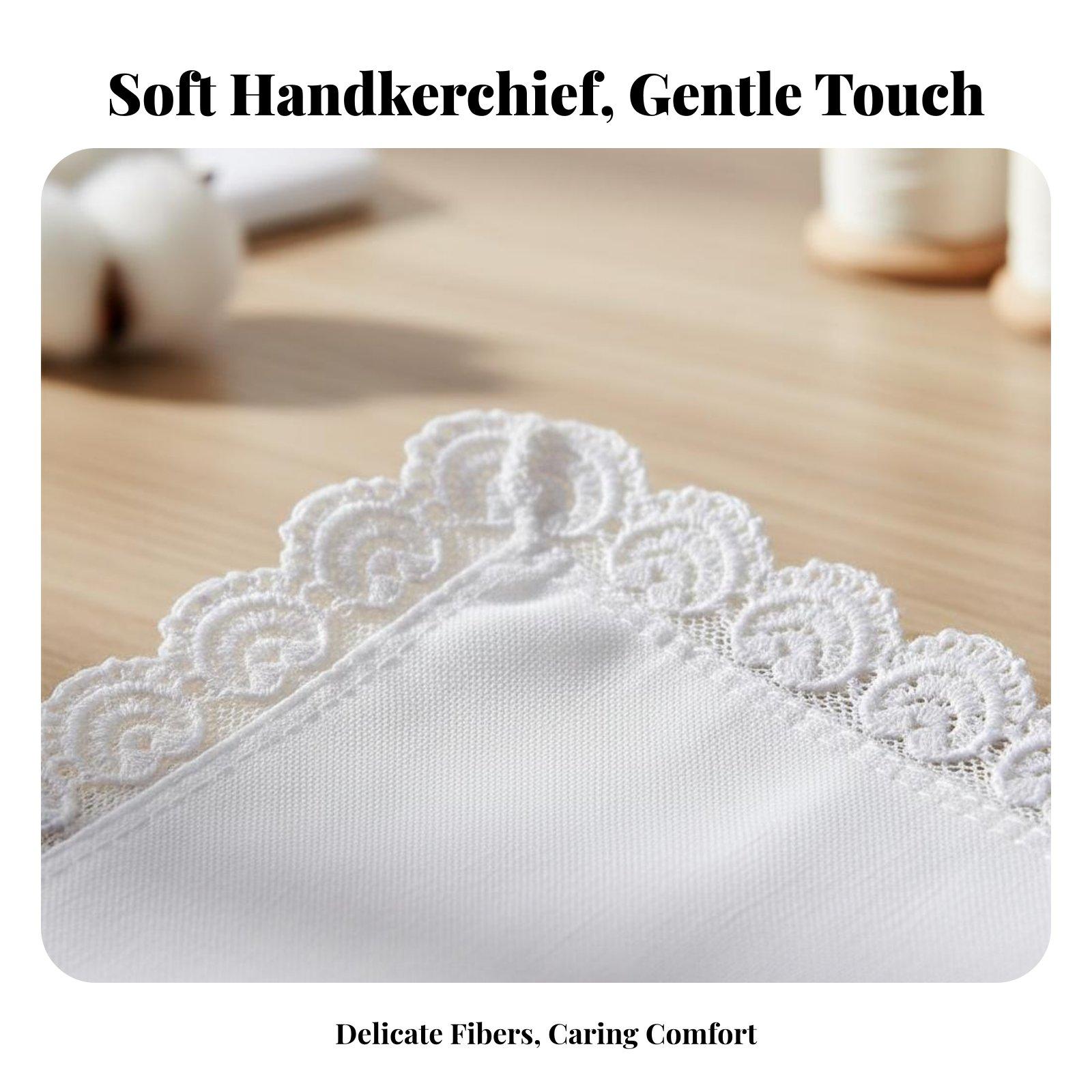 Monogrammed Handkerchief - Sapu Tangan Katun Berenda untuk Wanita,
