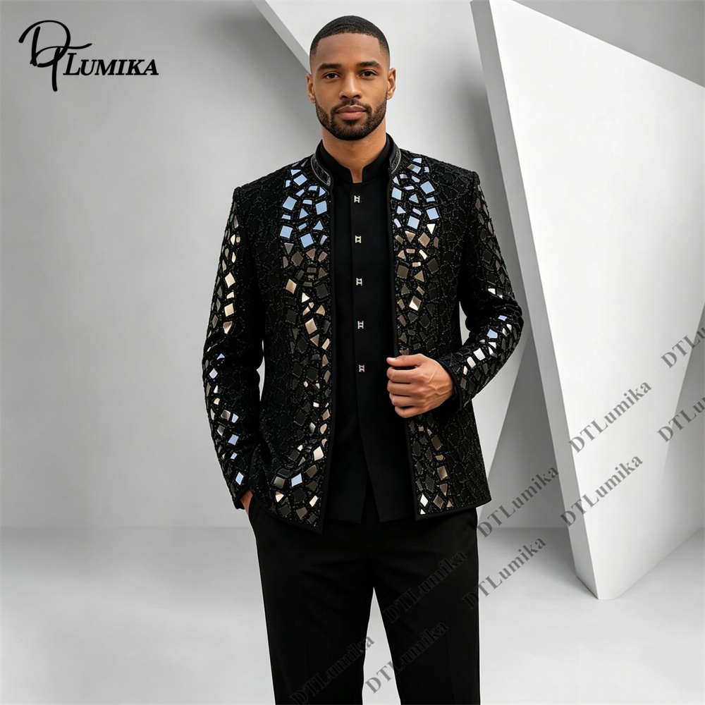Formal Wear For Men Black Suit - Setelan Jas Pria Kerah Mandarin Hitam
