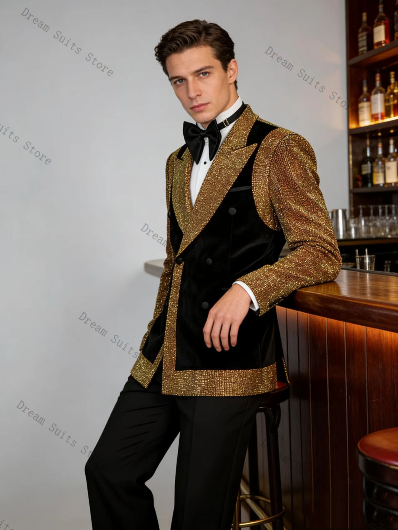 Formal Wear For Men Black Suit - Setelan Jas Pria Kristal Emas 2
