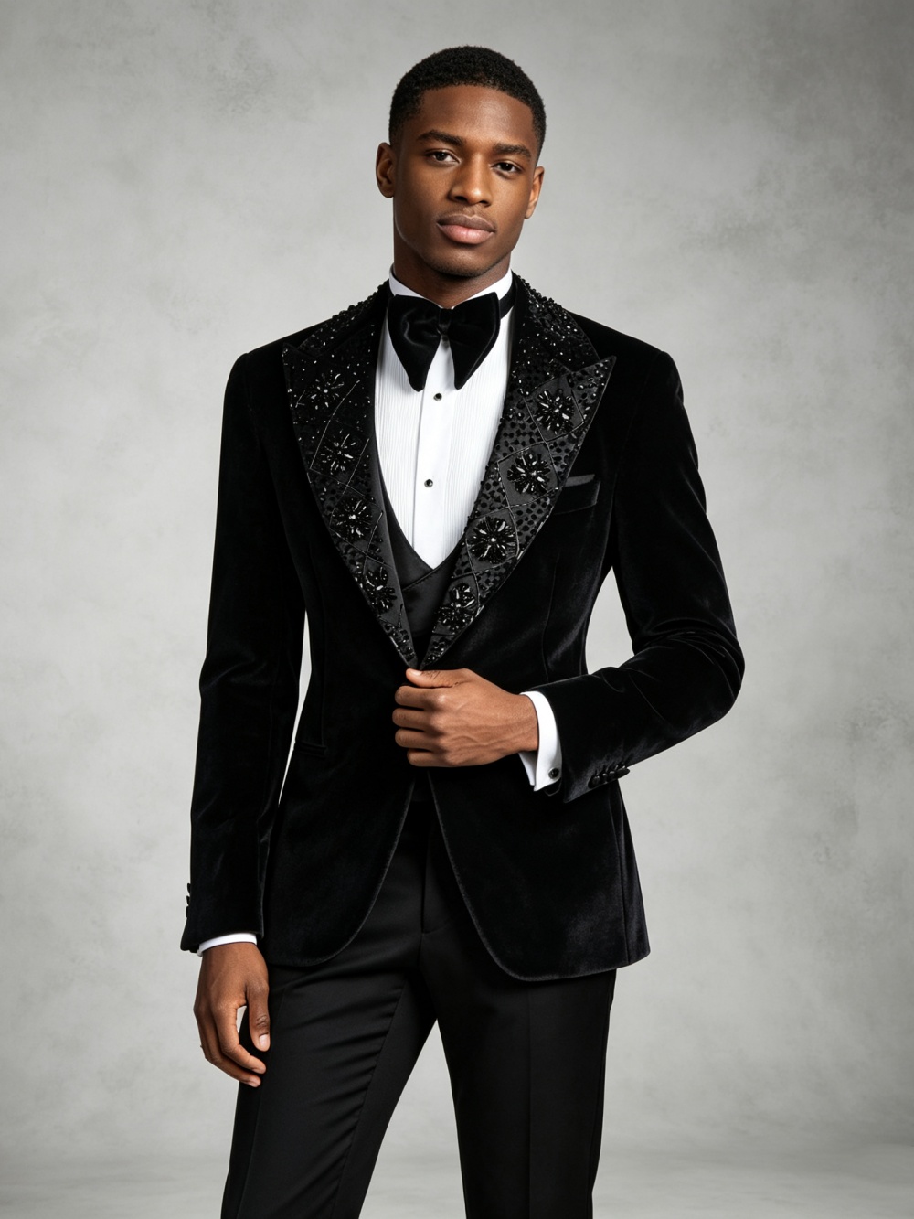 Set Jas Pria Hitam Beludru Ber - Formal Wear For Men Black Suit ulasan dan harga