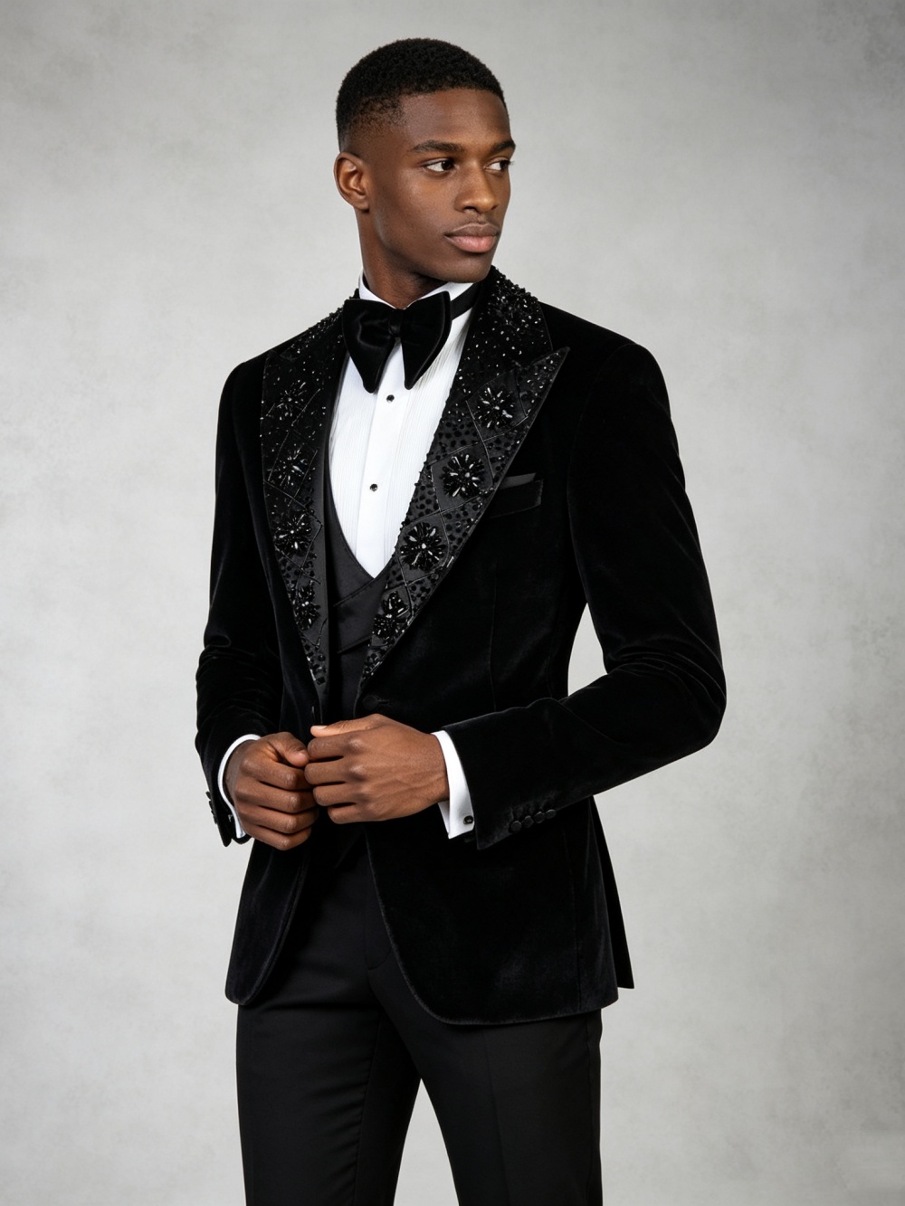 Set Jas Pria Hitam Beludru Ber - Formal Wear For Men Black Suit ulasan dan harga