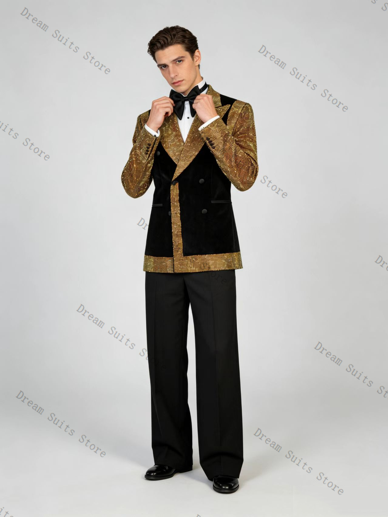 Setelan Jas Pria Kristal Emas  - Formal Wear For Men Black Suit ulasan dan harga