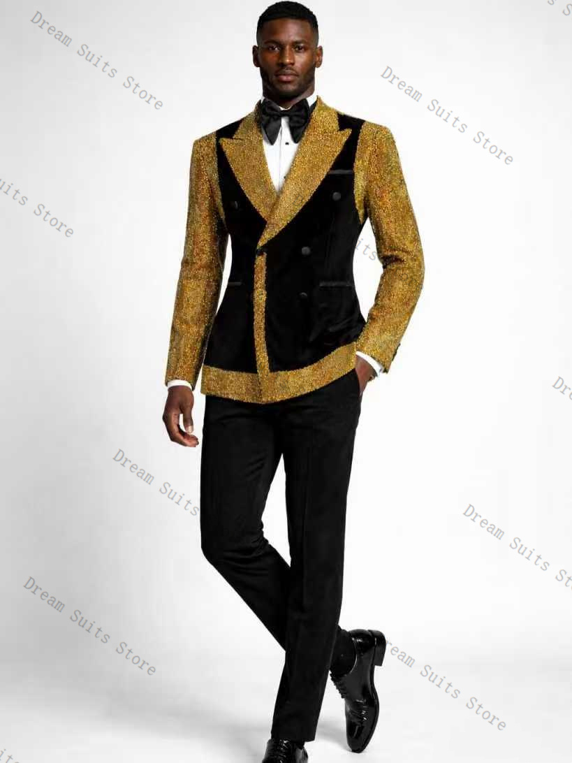 Setelan Jas Pria Kristal Emas  - Formal Wear For Men Black Suit ulasan dan harga