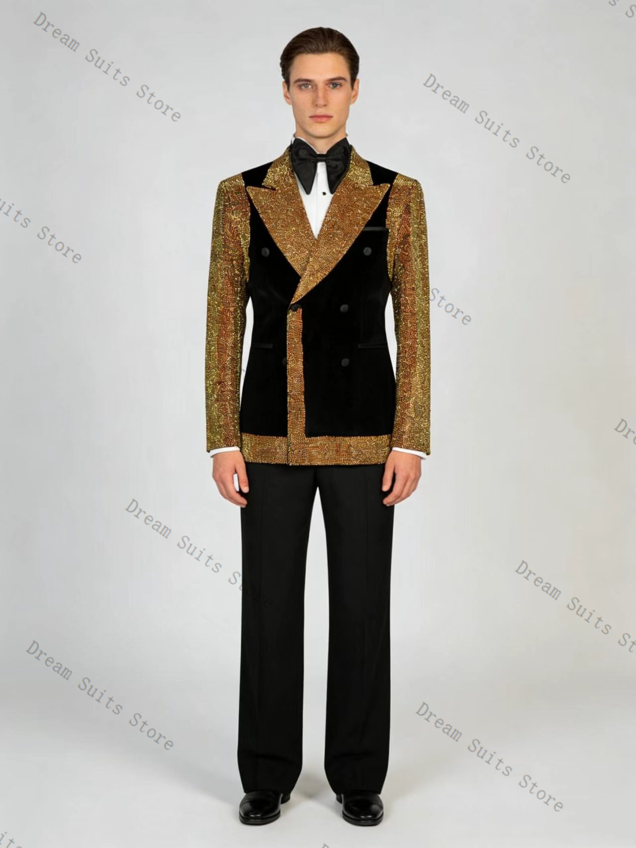 Setelan Jas Pria Kristal Emas  - Formal Wear For Men Black Suit ulasan dan harga